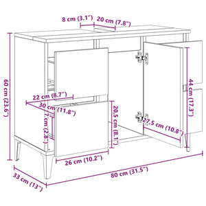 Ντουλάπι Νιπτήρα Μαύρο 80 x 33 x 60 εκ. Επεξεργασμένο Ξύλο - Pakobazaar