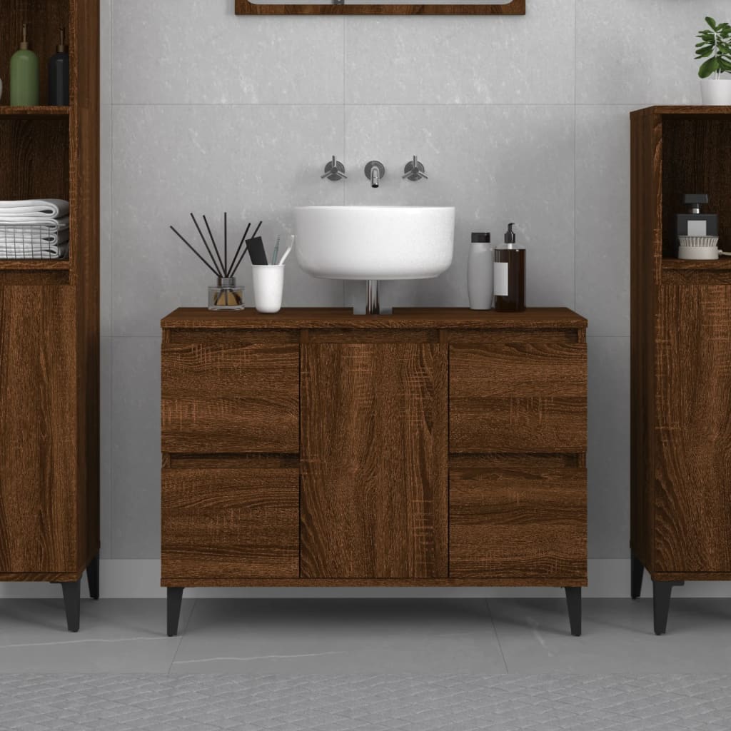Ντουλάπι Νιπτήρα Καφέ Δρυς 80 x 33 x 60 εκ. Επεξεργασμένο Ξύλο - Pakobazaar