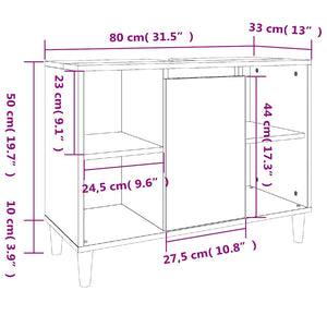 Ντουλάπι Νιπτήρα Καπνιστή Δρυς 80x33x60 εκ. Επεξεργ. Ξύλο - Pakobazaar