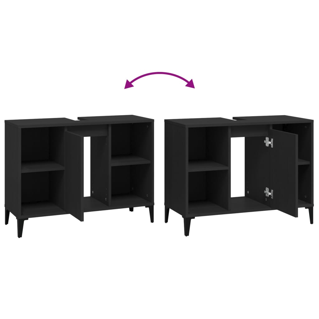 Ντουλάπι Νιπτήρα Μαύρο 80 x 33 x 60 εκ. Επεξεργασμένο Ξύλο - Pakobazaar