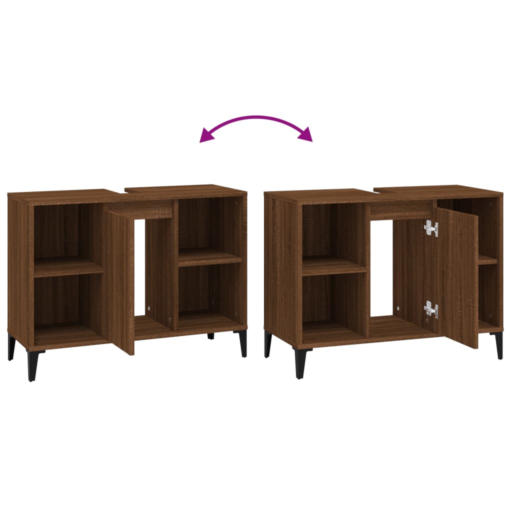 Ντουλάπι Νιπτήρα Καφέ Δρυς 80 x 33 x 60 εκ. Επεξεργασμένο Ξύλο - Pakobazaar