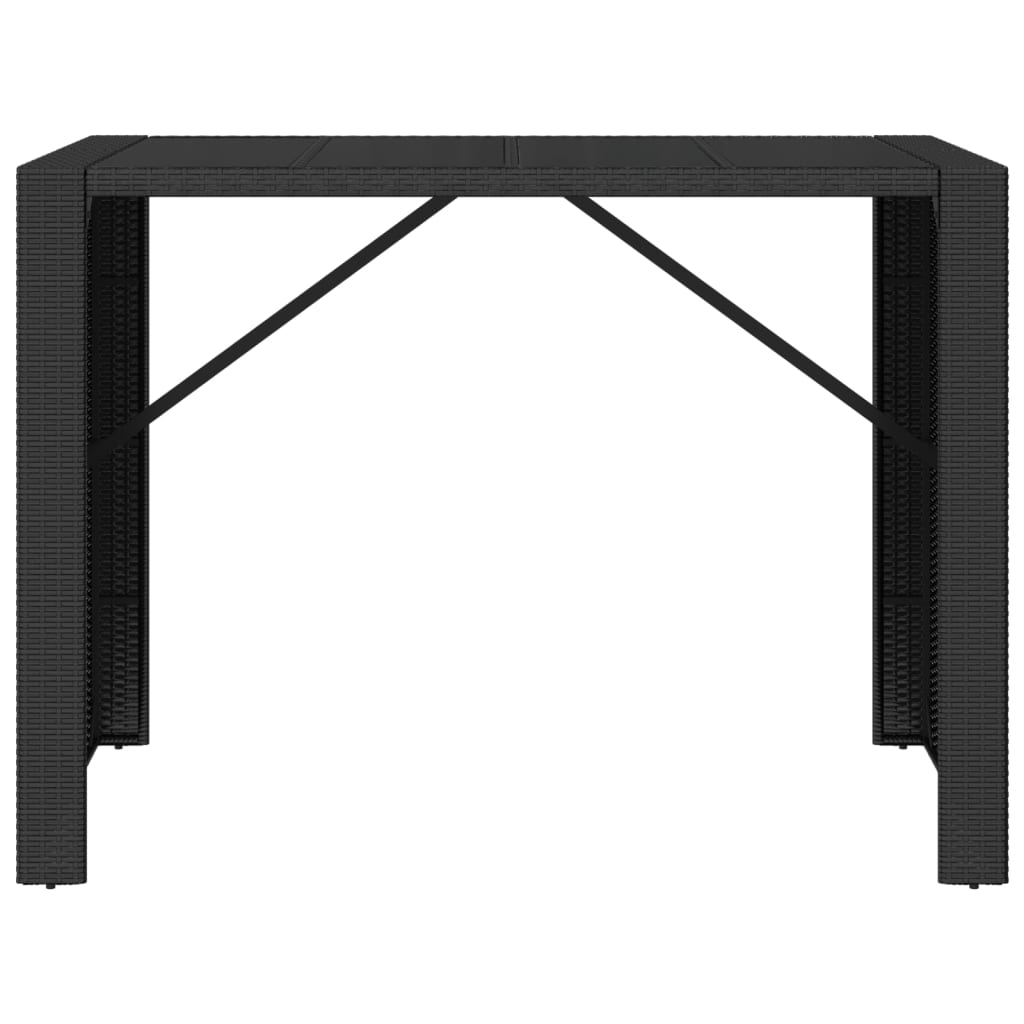 Τραπέζι Μπαρ με Γυάλ. Επιφάνεια Μαύρο 145x80x110 εκ Συνθ. Ρατάν