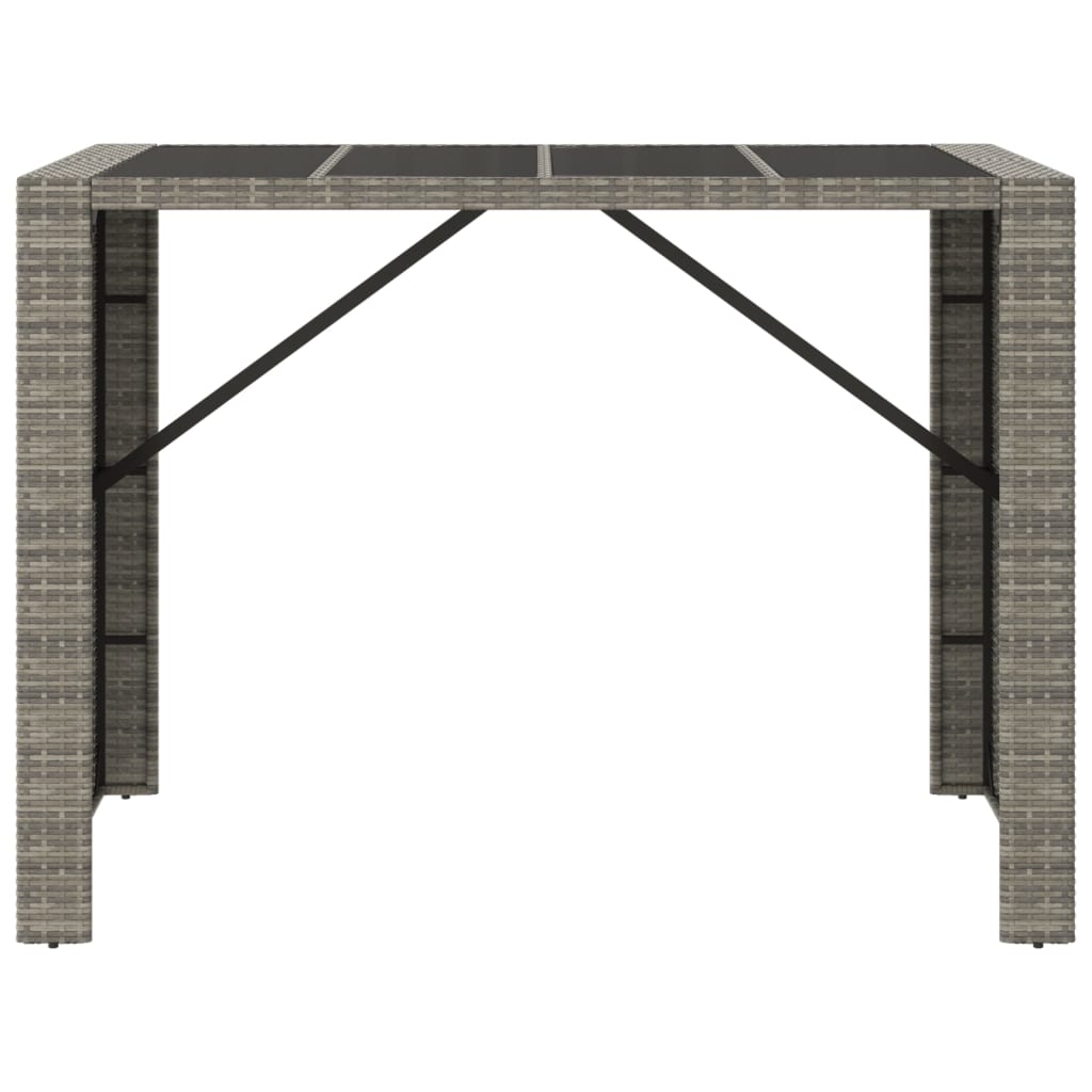 Τραπέζι Μπαρ με Γυάλ. Επιφάνεια Γκρι 145x80x110 εκ. Συνθ. Ρατάν - Pakobazaar