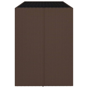 Τραπέζι Μπαρ με Γυάλ. Επιφάνεια Καφέ 185x80x110 εκ. Συνθ. Ρατάν