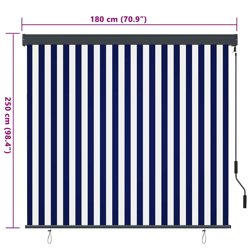 Ρόλερ Μπλε και άσπρο 180 x 250 cm Ύφασμα και Αλουμίνιο