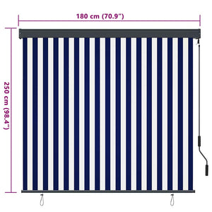 Ρόλερ Μπλε και άσπρο 180 x 250 cm Ύφασμα και Αλουμίνιο