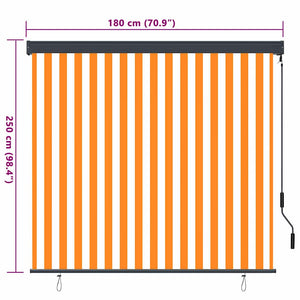 Ρόλερ Λευκό και Πορτοκαλί 180 x 250 cm Ύφασμα και Αλουμίνιο