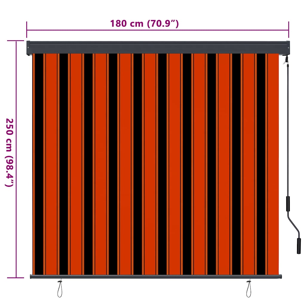 Ρόλερ Πορτοκαλί και Καφέ 180 x 250 cm Ύφασμα και Αλουμίνιο