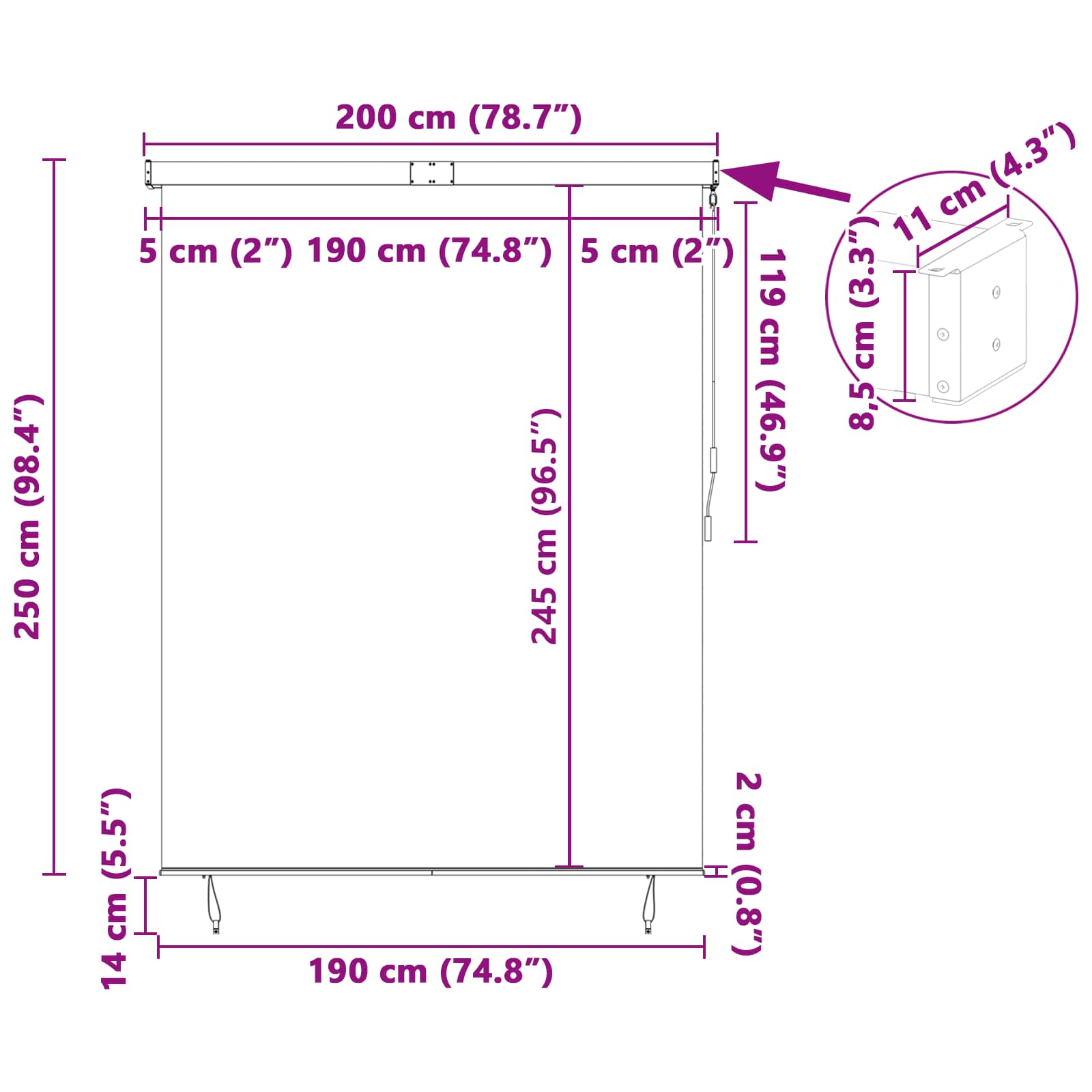 Ρόλερ Ριγέ Κίτρινο και Μπλε 200 x 250 εκ. Ύφασμα και Αλουμίνιο