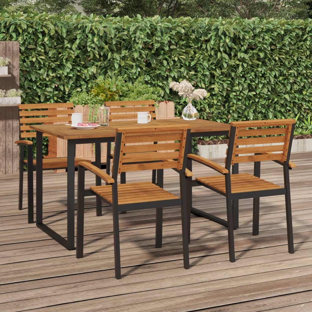 Τραπέζι Κήπου Με Πόδια σε Σχήμα U 140x80x75 εκ. Μασίφ Ακακία - Pakobazaar