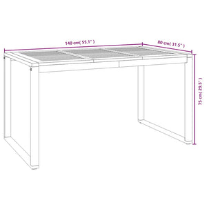 Τραπέζι Κήπου Με Πόδια σε Σχήμα U 140x80x75 εκ. Μασίφ Ακακία - Pakobazaar