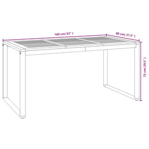 Τραπέζι Κήπου Με Πόδια σε Σχήμα U 160x80x75 εκ. Μασίφ Ακακία - Pakobazaar
