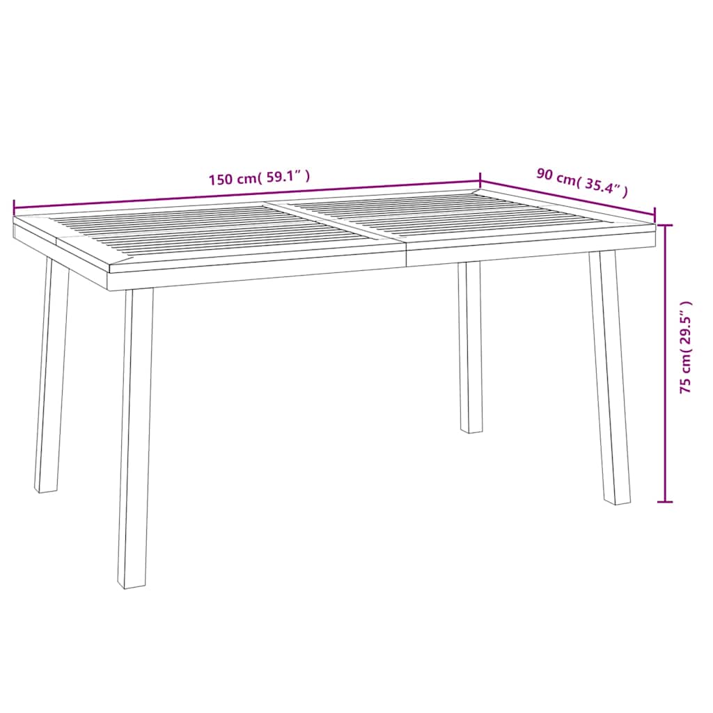 Τραπέζι Κήπου 150 x 90 x 75 εκ. από Μασίφ Ξύλο Ακακίας - Pakobazaar