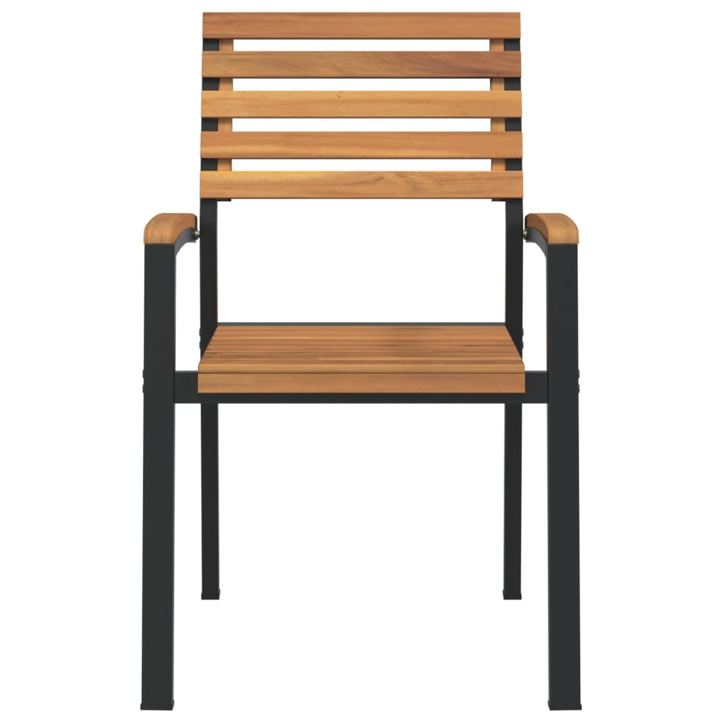 Καρέκλες Κήπου Στοιβαζόμενες 2 τεμ. Μασίφ Ακακία & Μέταλλο - Pakobazaar