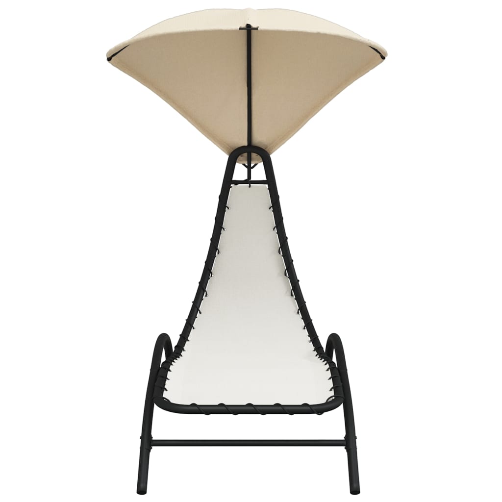 Ξαπλώστρα με Σκίαστρο Κρεμ 167x80x195 εκ. από Ύφασμα και Ατσάλι