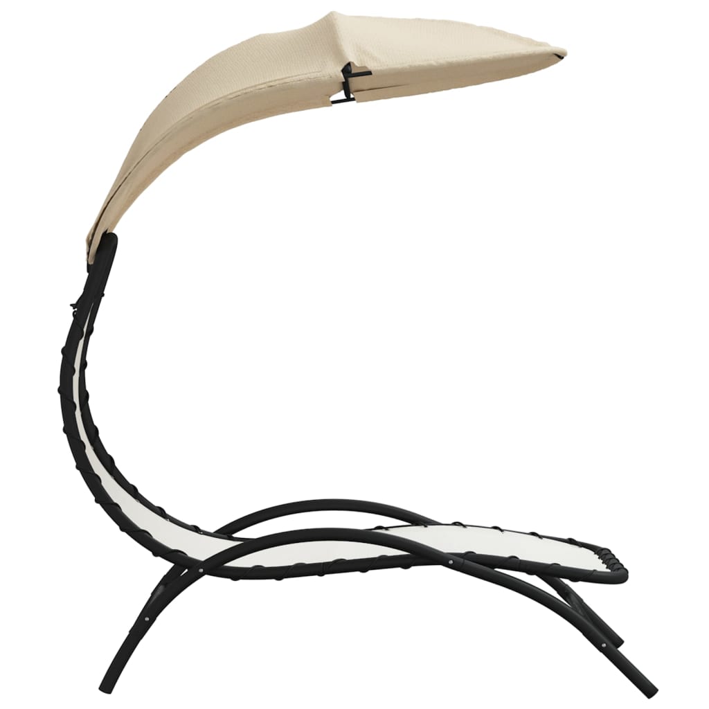 Ξαπλώστρα με Σκίαστρο Κρεμ 167x80x195 εκ. από Ύφασμα και Ατσάλι