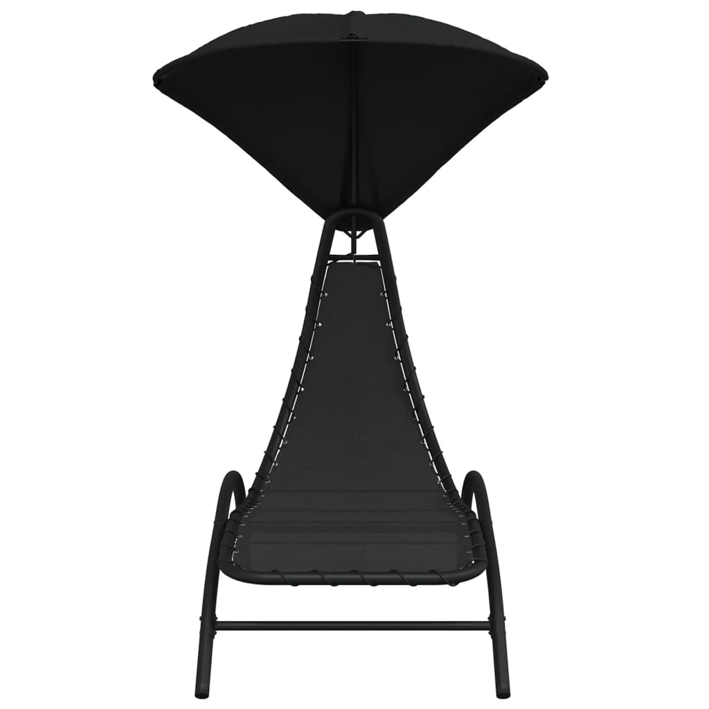 Ξαπλώστρα με Σκίαστρο Μαύρη 167x80x195 εκ. Ύφασμα και Ατσάλι