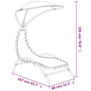 Ξαπλώστρα με Σκίαστρο Μαύρη 167x80x195 εκ. Ύφασμα και Ατσάλι