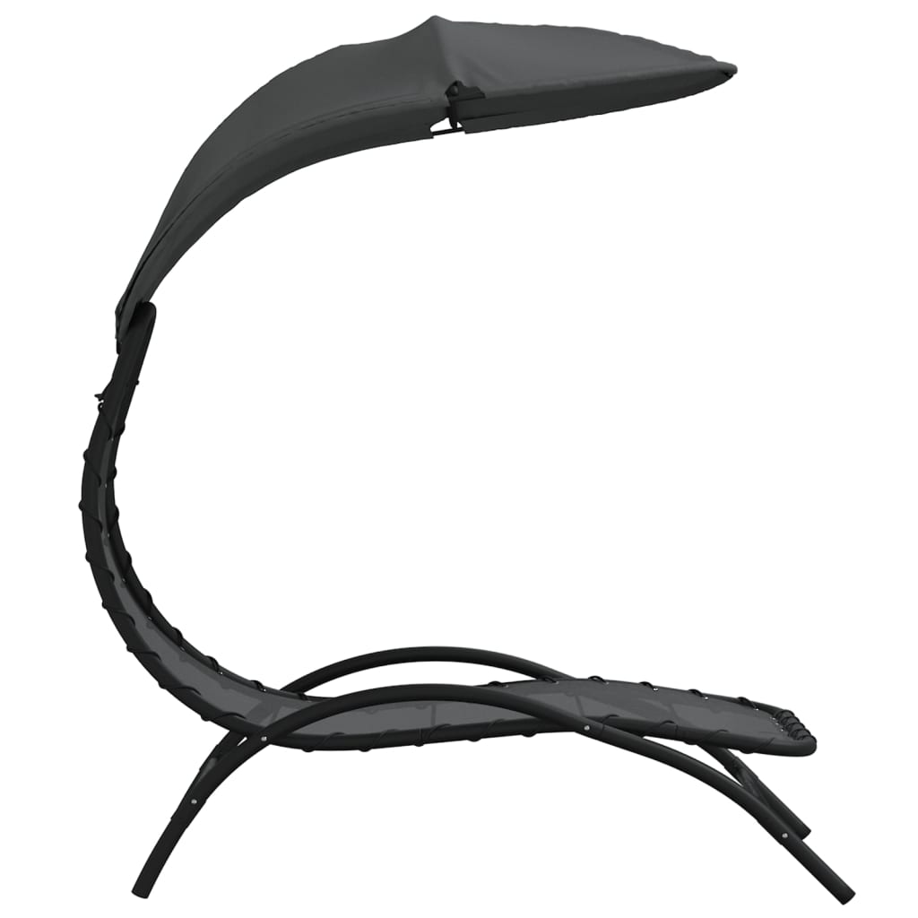 Ξαπλώστρα με Σκίαστρο Σκ. Γκρι 167x80x195 εκ. Ύφασμα & Ατσάλι