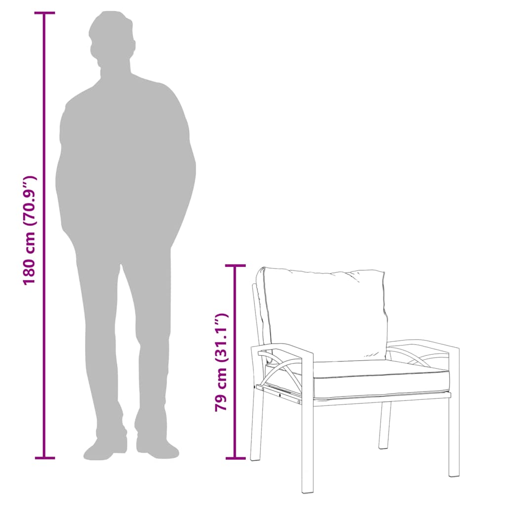 Καρέκλες Κήπου 2 τεμ. 68x76x79 εκ Ατσάλινες Μαξιλάρια Χρ. Άμμου