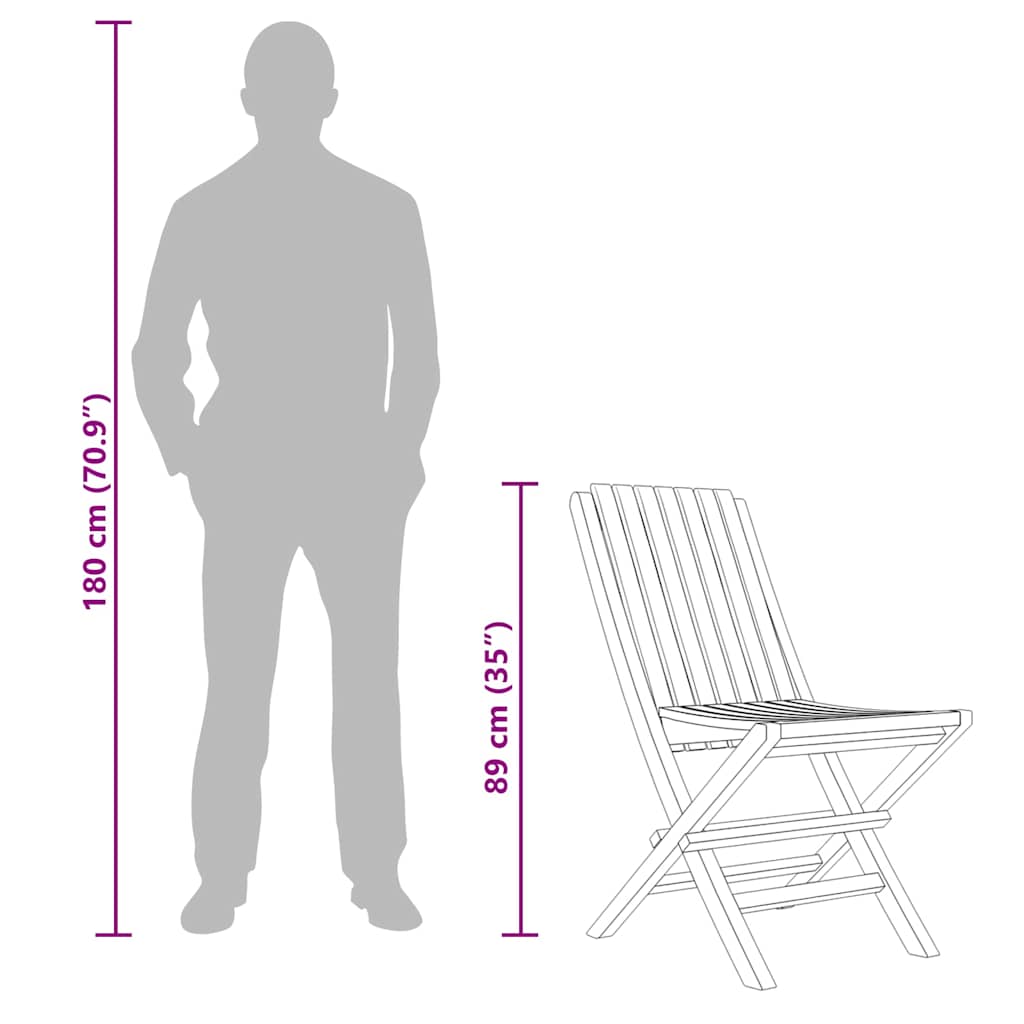 Καρέκλες Κήπου Πτυσσόμενες 2 τεμ. 47x47x89 εκ. Μασίφ Ξύλο Teak