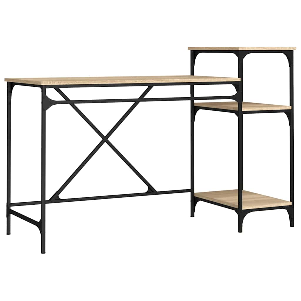 Γραφείο με Ράφια Sonoma Δρυς 135x50x90 εκ. Επεξ. Ξύλο/Σίδηρος - Pakobazaar