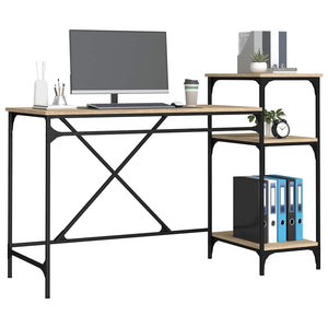 Γραφείο με Ράφια Sonoma Δρυς 135x50x90 εκ. Επεξ. Ξύλο/Σίδηρος - Pakobazaar