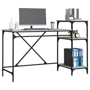 Γραφείο με Ράφια Γκρι Sonoma 135x50x90 εκ. Επεξ. Ξύλο/Σίδηρος - Pakobazaar