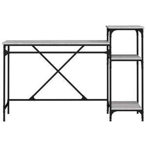 Γραφείο με Ράφια Γκρι Sonoma 135x50x90 εκ. Επεξ. Ξύλο/Σίδηρος - Pakobazaar