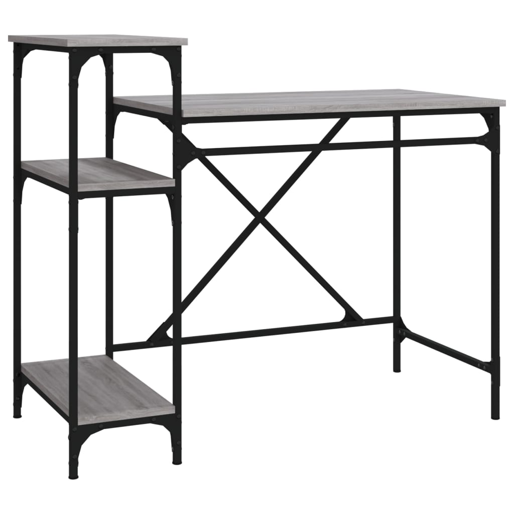 Γραφείο με Ράφια Γκρι Sonoma 105x50x90 εκ. Επεξ. Ξύλο/Σίδηρος - Pakobazaar