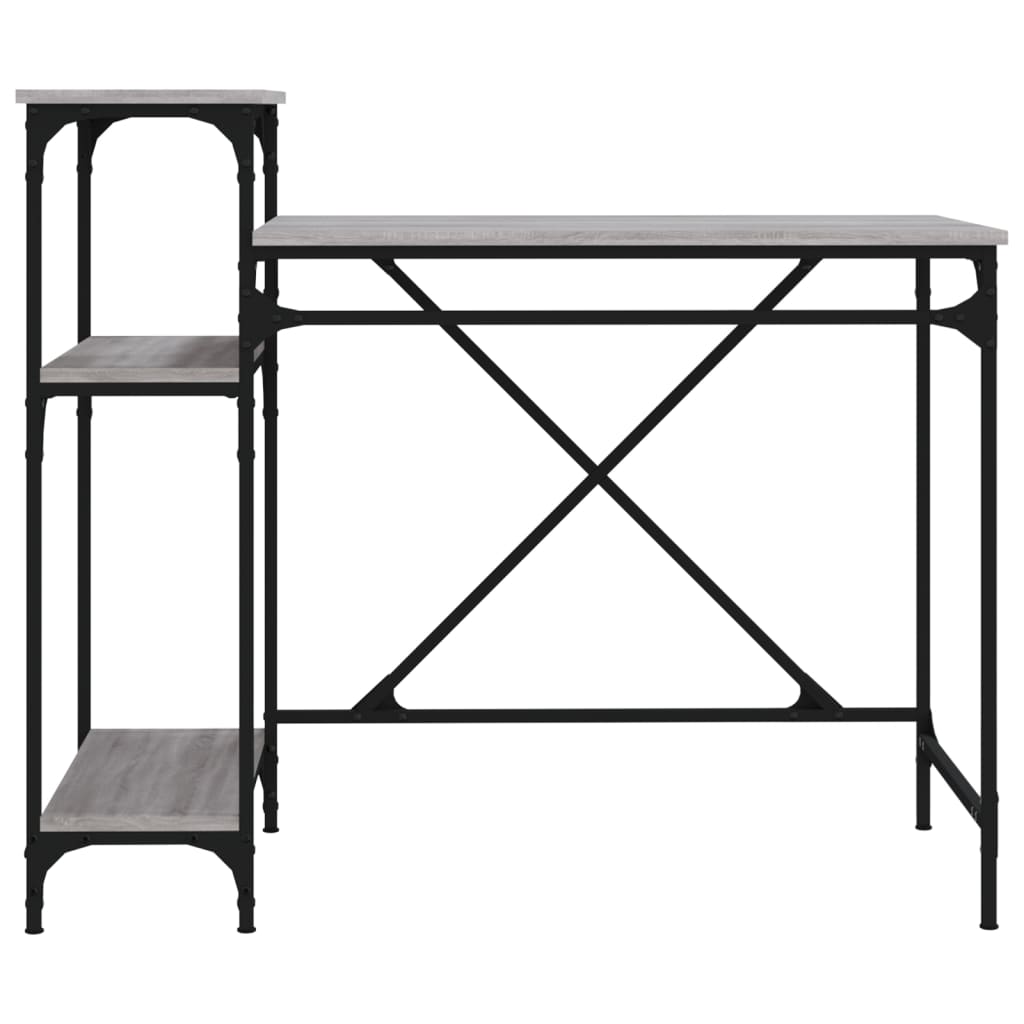Γραφείο με Ράφια Γκρι Sonoma 105x50x90 εκ. Επεξ. Ξύλο/Σίδηρος - Pakobazaar