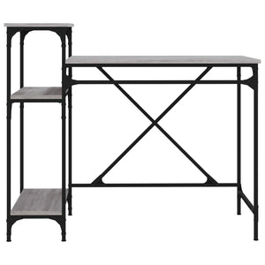 Γραφείο με Ράφια Γκρι Sonoma 105x50x90 εκ. Επεξ. Ξύλο/Σίδηρος - Pakobazaar