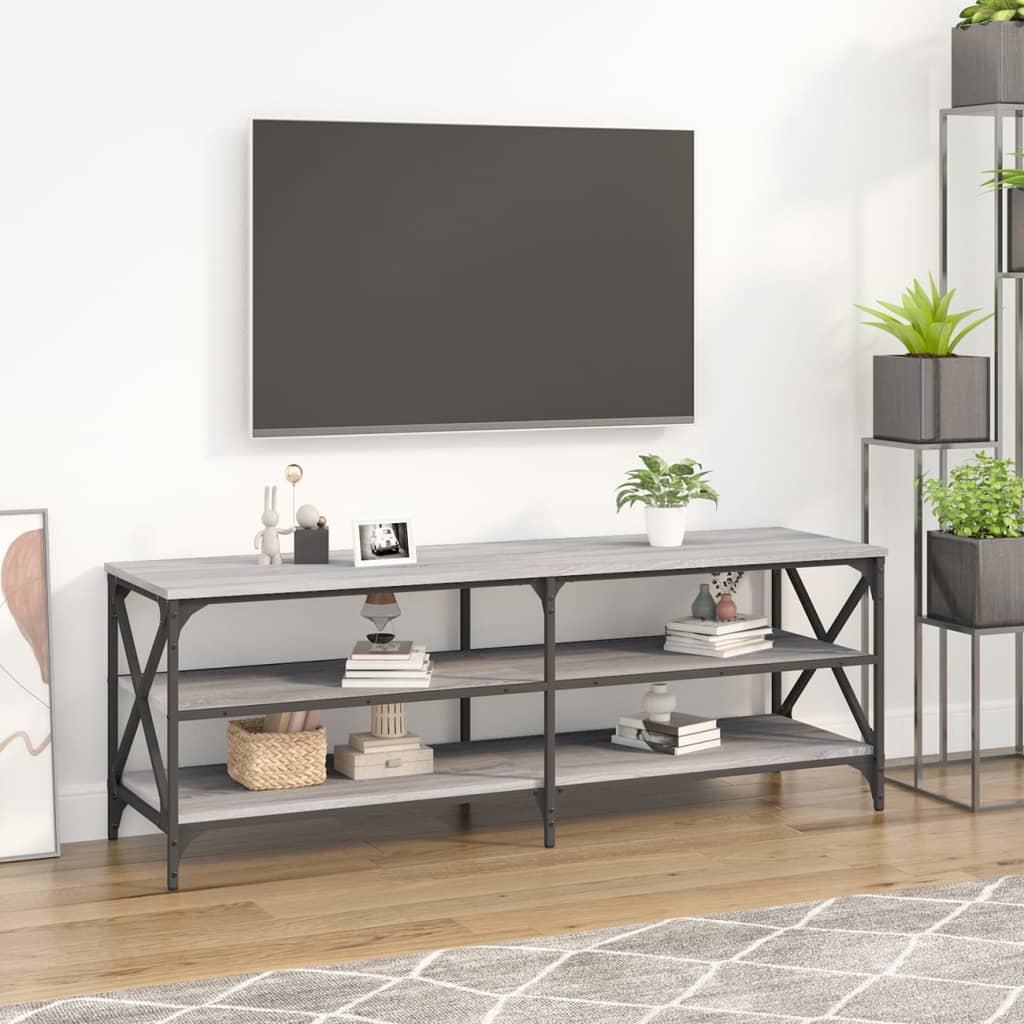 Έπιπλο Τηλεόρασης Γκρι Sonoma 140x40x50 εκ. από Επεξεργ. Ξύλο