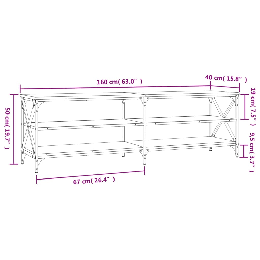 Έπιπλο Τηλεόρασης Γκρι Sonoma 160 x 40 x 50 εκ. Επεξεργ. Ξύλο