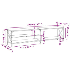 Έπιπλο Τηλεόρασης Γκρι Sonoma 200x40x50 εκ. Επεξ. Ξύλο
