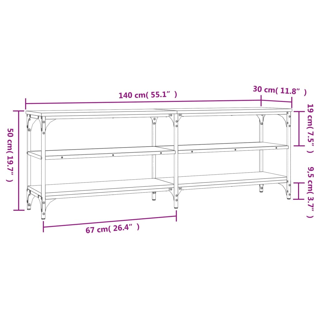 Έπιπλο Τηλεόρασης Γκρι Sonoma 140x30x50 εκ. Επεξεργασμένο Ξύλο - Pakobazaar