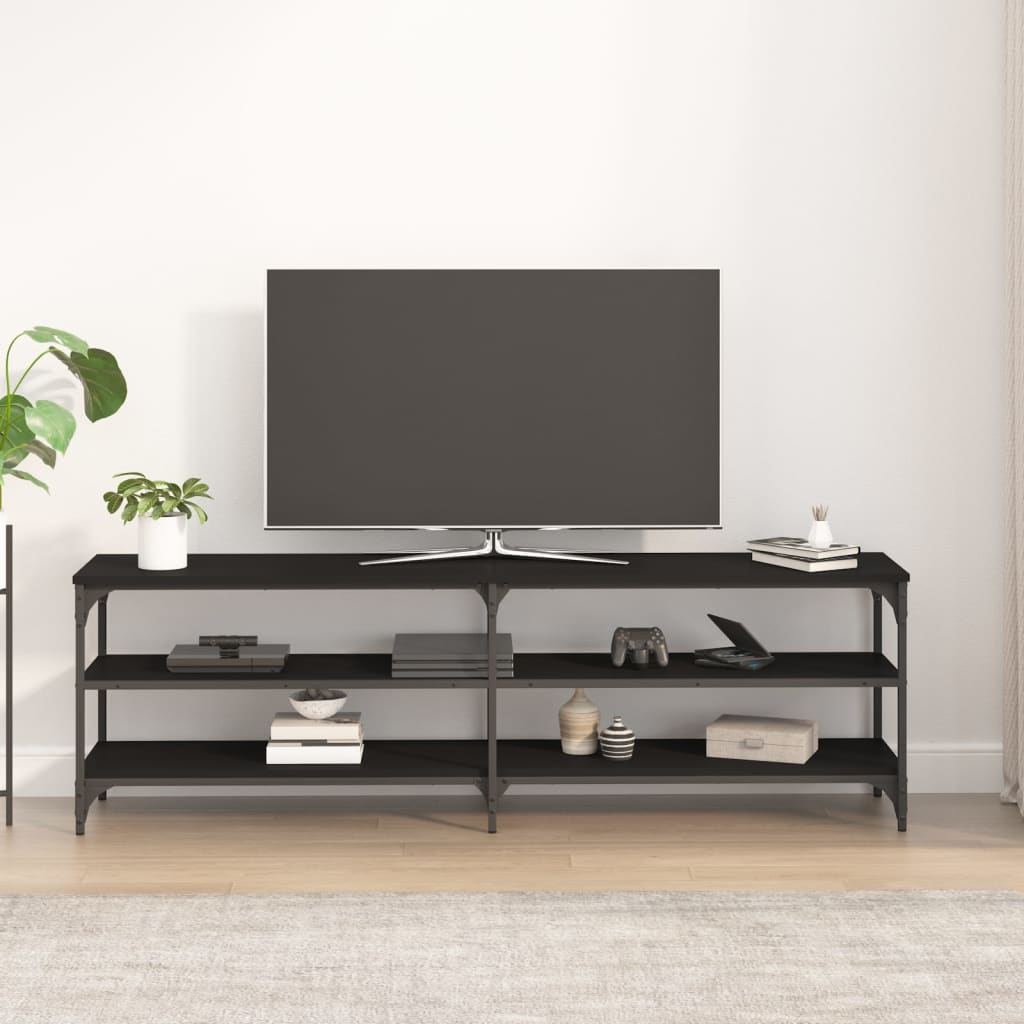 Έπιπλο Τηλεόρασης Μαύρο 160x30x50 εκ. από Επεξεργασμένο Ξύλο