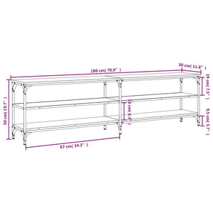 Έπιπλο Τηλεόρασης Καπνιστή Δρυς 180x30x50 εκ Επεξ. Ξύλο/Μέταλλο