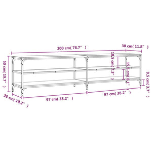 Έπιπλο Τηλεόρασης Γκρι Sonoma 200x30x50 εκ. Επεξ. Ξύλο