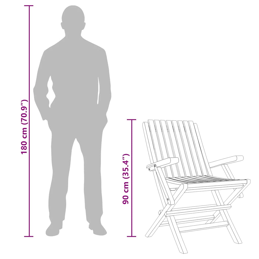 Καρέκλες Κήπου Πτυσσόμενες 6 τεμ. 61x67x90 εκ. Μασίφ Ξύλο Teak