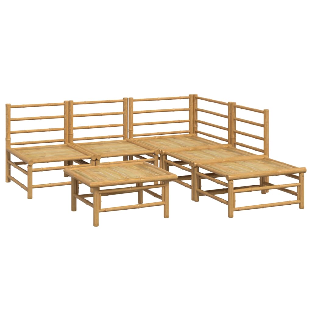 Σαλόνι Κήπου Σετ 6 Τεμαχίων από Μπαμπού με Αν. Γκρι Μαξιλάρια