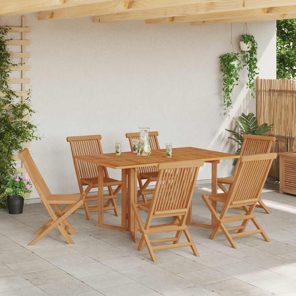 Σέτ φαγητού για κήπο 7 pcs Καφέ Στερεό Ξύλο Τίκ