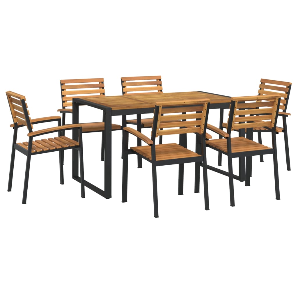 Σετ Τραπεζαρίας Κήπου 7 Τεμαχίων Μασίφ Ξύλο Ακακίας / Μέταλλο - Pakobazaar