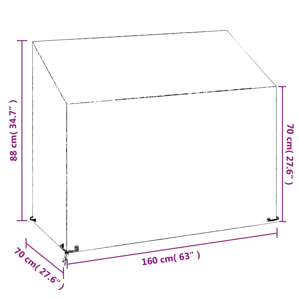 Καλύμματα Πάγκου με 8 Κρίκους 2 τεμ. 160x70x70/88 εκ. Πολυαιθ.