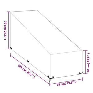 Κάλυμμα Ξαπλώστρας 2 τεμ με 12 Κρίκους 205x75x40/70 εκ Πολυαιθ.