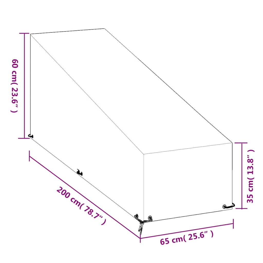 Κάλυμμα Ξαπλώστρας 2 τεμ με 12 Κρίκους 200x65x35/60 εκ Πολυαιθ.