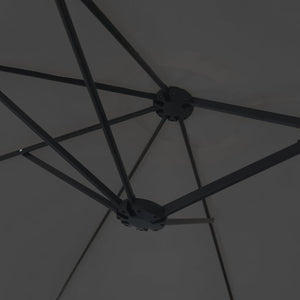 Ομπρέλα Κήπου με Διπλή Κορυφή και LED Ανθρακί 449 x 265 εκ.