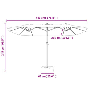 Ομπρέλα Κήπου με Διπλή Κορυφή και LED Ανθρακί 449 x 265 εκ.