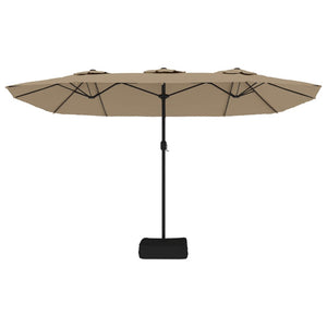 Ομπρέλα Κήπου με Διπλή Κορυφή και LED Taupe 449 x 265 εκ.