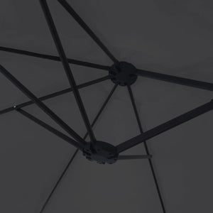 Ομπρέλα Κήπου με Διπλή Κορυφή και LED Μαύρη 449 x 265 εκ.